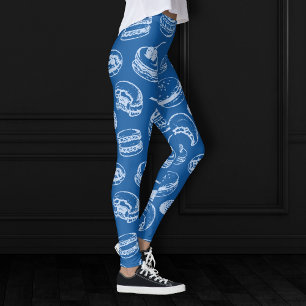 Fransk Pastries Mönster Klassiskt blått sötat Leggings