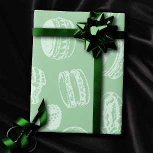 Fransk Pastries Mönster   Neo Mint Grönt Sweets Presentpapper