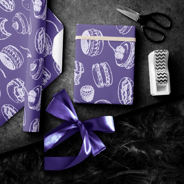 Fransk Pastries Mönster | Violet Lavender Lila Presentpapper (Skapare uppladdad)