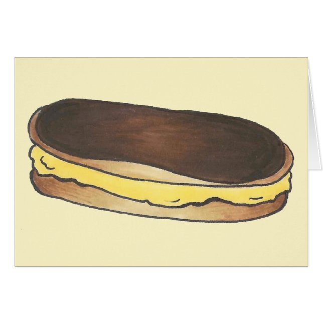 Fransk Pastry Chocolate Custe Eclair Baking Food Hälsningskort (Framsidan Horizontal)