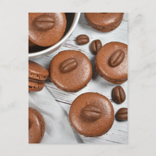 Fransk Pastry Espresso Coffee Bean Macarons Vykort