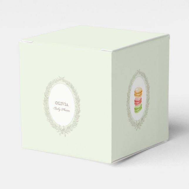 Fransk Patisserie Boulangerie Macarons Mint-Grönt Presentaskar (Framsidan Sidan)