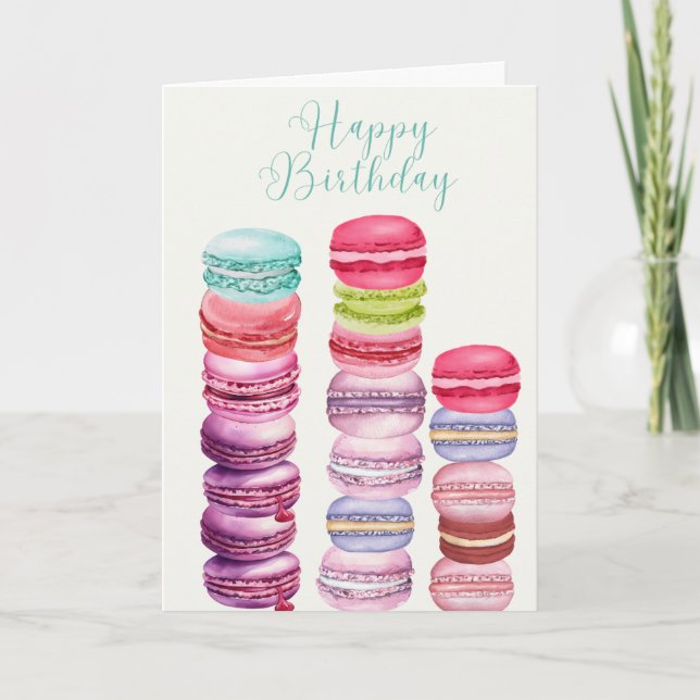 Fransk Patisserie Macrons Grattis på födelsedagen Kort (Framsida)