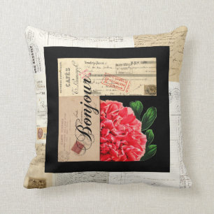 Fransk Peony Bonjour Pillow Kudde