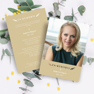 Fransk Photo Minimalist Memorial Loved Ones Golden Anteckningskort