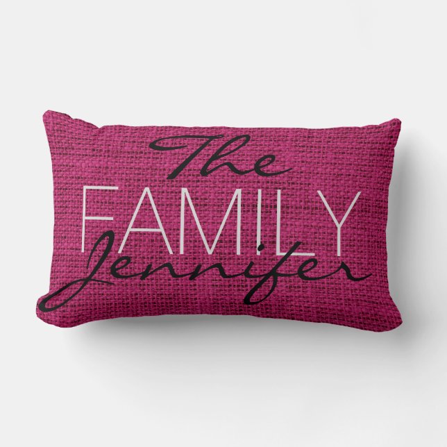 Fransk plum Burlap Rustic Linen Monogram Lumbarkudde (Framsida)