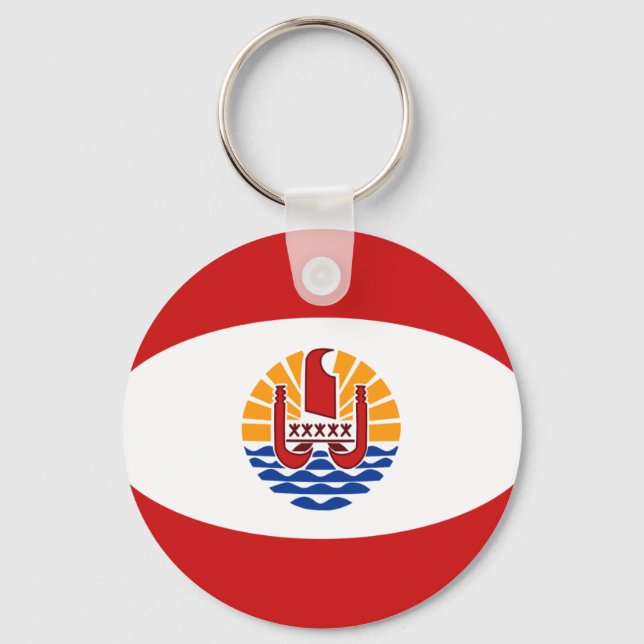 Fransk Polynesia Fisheye Flagga Keychain Nyckelring (Framsida)