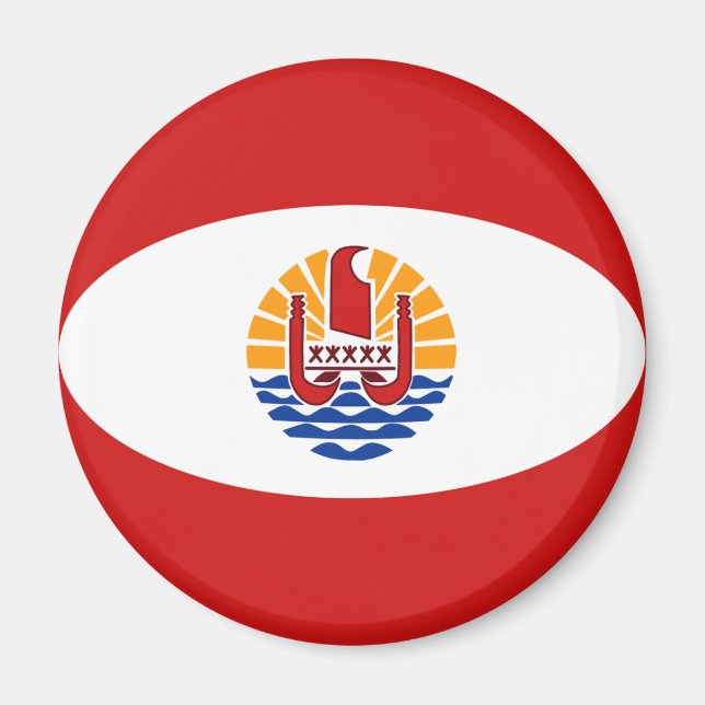 Fransk Polynesia Fisheye Flagga Magnet (Framsidan)