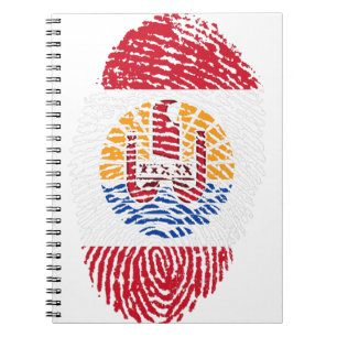 Fransk Polynesia Flagga Fingerprint Land Anteckningsbok