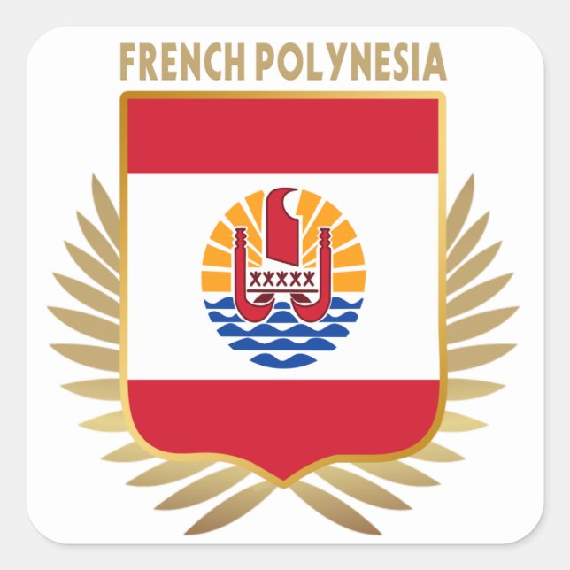 Fransk Polynesia Flagga Shield Fyrkantigt Klistermärke (Framsida)