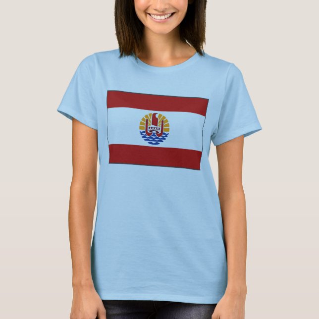Fransk Polynesia Flagga x Karta T-Shirt (Framsida)