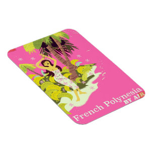 Fransk Polynesia vintage resor poster Magnet