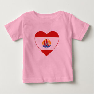 Fransk Polynesien Flagga Heart T- Shirt T-shirt