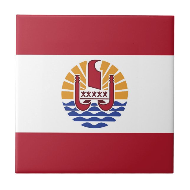 Fransk Polynesien flagga Kakelplatta (Framsidan)