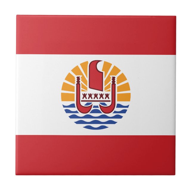 Fransk Polynesien Flagga Kakelplatta (Framsidan)