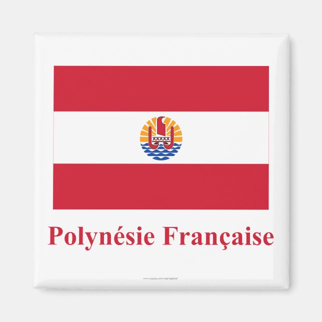 Fransk Polynesien Flagga med Namn i Fransk Magnet (Framsidan)