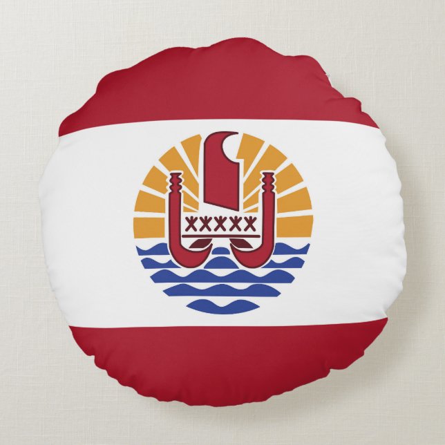Fransk Polynesien flagga Rund Kudde (Baksidan)