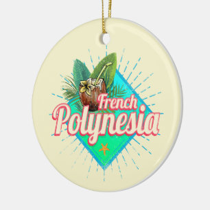 Fransk Polynesien Pacific Vintage Souvenir Julgransprydnad Keramik