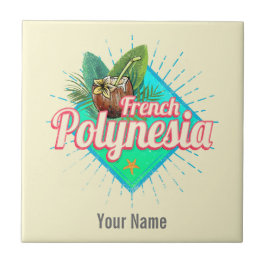 Fransk Polynesien Pacific Vintage Souvenir Kakelplatta