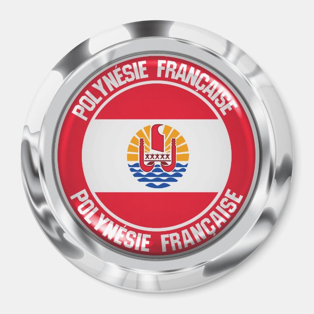 Fransk Polynesien Round Emblem Magnet (Framsidan)