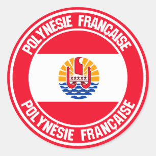 Fransk Polynesien Round Emblem Runt Klistermärke