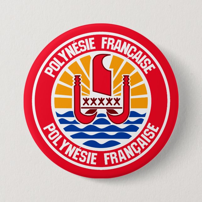 Fransk Polynesien Rund Emblem Knapp (Framsida)