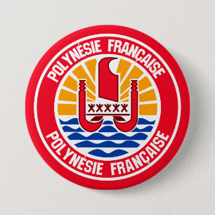 Fransk Polynesien Rund Emblem Knapp