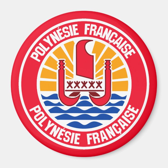 Fransk Polynesien Rund Emblem Magnet (Framsidan)