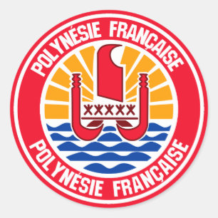 Fransk Polynesien Rund Emblem Runt Klistermärke