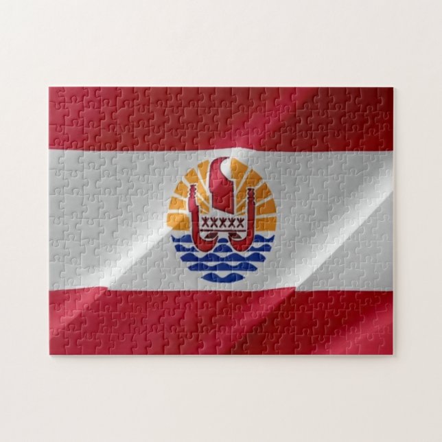 Fransk Polynesien - Viktande Flagga - Pussel (Horisontell)