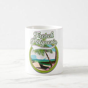 Fransk Polynesiens resande logotyp. Kaffemugg