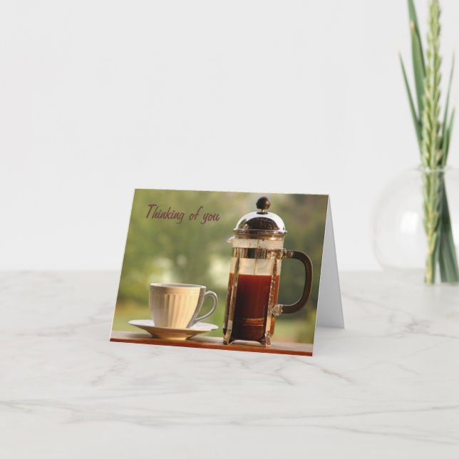 Fransk Press Coffee Birthday Card Kort (Framsida)