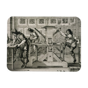 Fransk printingpress, 1642 (gravyr) magnet