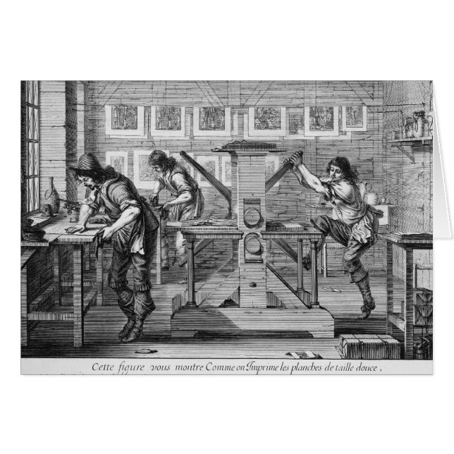 Fransk printingpress, 1642 hälsningskort (Framsidan Horizontal)