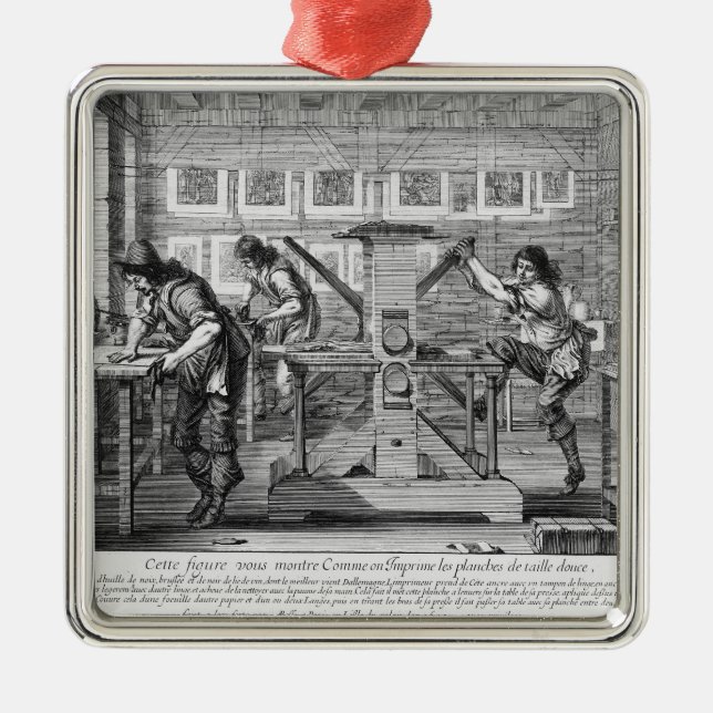 Fransk printingpress, 1642 julgransprydnad metall (Framsidan)