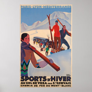 Fransk Promotional Ski Vintage affisch