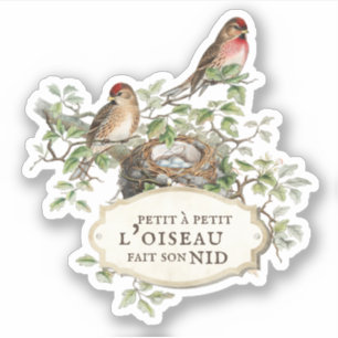 Fransk Proverb Bird Nest Aesthetic Journal Sticker Klistermärken
