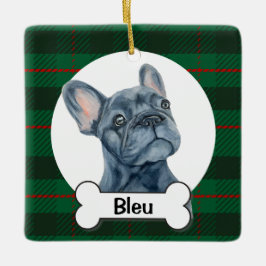 Fransk prydnad, fransk bulldogg julgransprydnad keramik