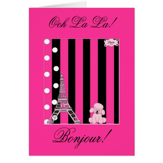 Fransk pudel hälsningskort (Framsidan)