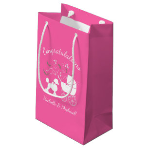 Fransk Pudel Hund Baby Shower Puppy Rosa Girl Girl