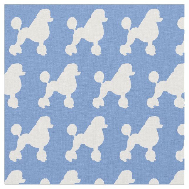Fransk Pudel Hund Silhouette Pet Light Blue Tyg (Närbild)