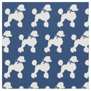 Fransk Pudel Hund Silhouette Pet Navy Blue Tyg