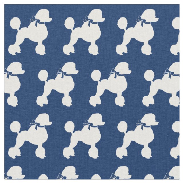 Fransk Pudel Hund Silhouette Pet Navy Blue Tyg (Närbild)