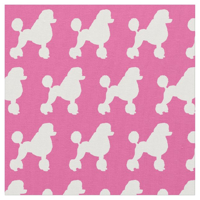 Fransk Pudel Hund Silhouette Pet Rosa Tyg (Närbild)