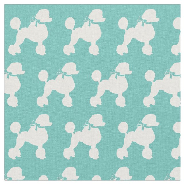 Fransk Pudel Hund Silhouette Pet Teal Tyg (Närbild)