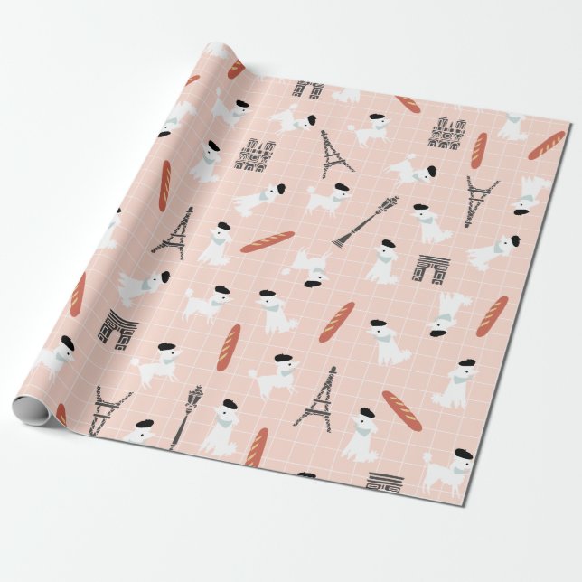 Fransk Pudel Wrapping Papprare Presentpapper (Utrullad)