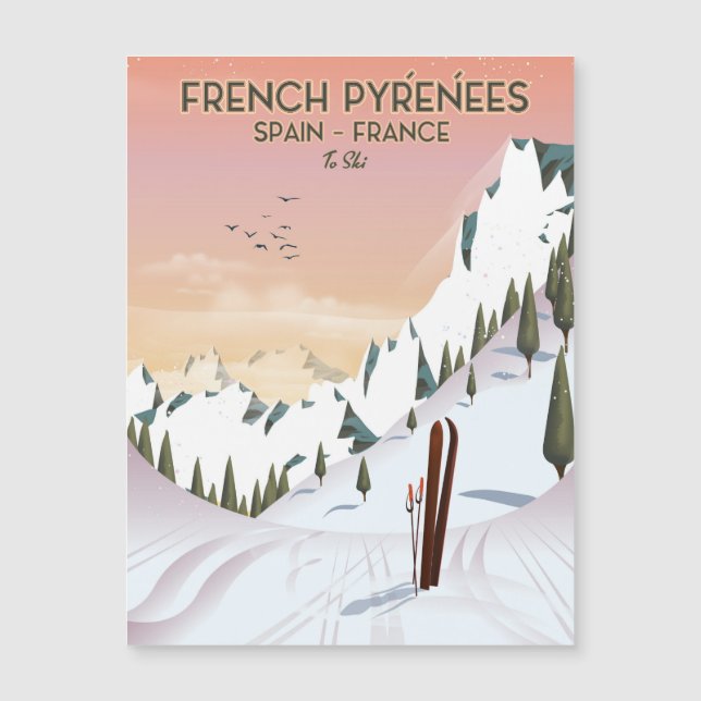 Fransk Pyrénées Ski poster (Framsida)