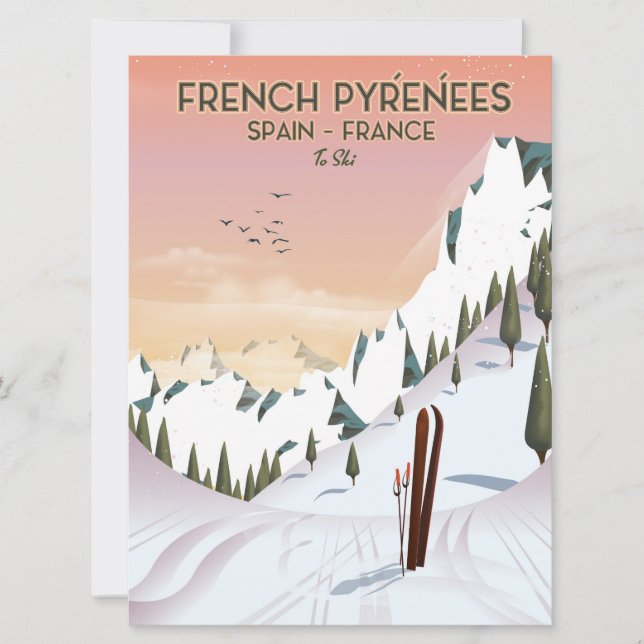 Fransk Pyrénées Ski poster (Framsida)