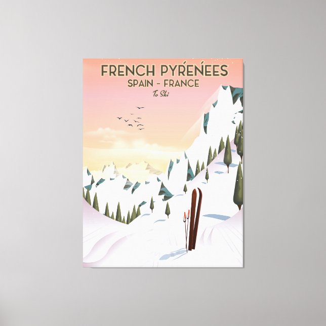 Fransk Pyrénées Ski poster Canvastryck (Framsida)