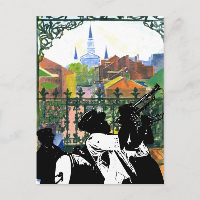 Fransk Quarter Balcony, Fig Street Studio Vykort (Framsida)